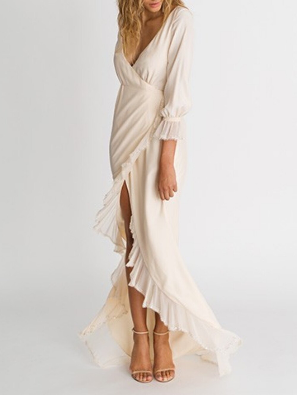 RARE 2018 Alexandra Grecco Parisi Silk Wrap Wedding Dress Gown in Cream - Size 8